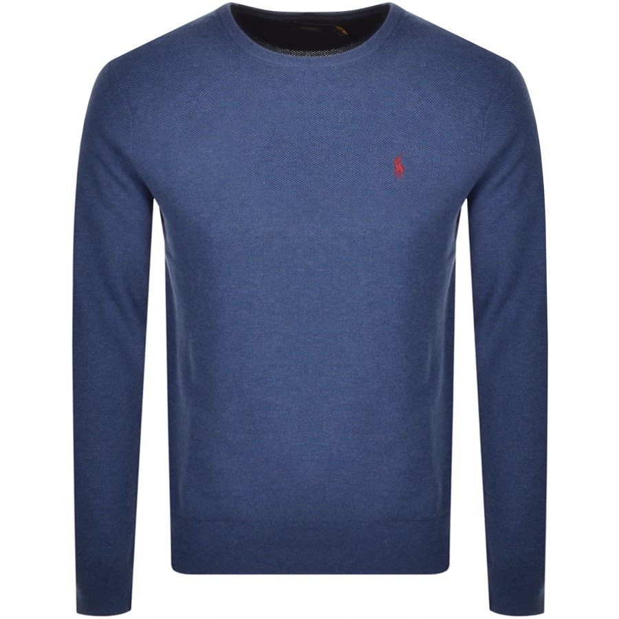Alternative Image for ProductRalph Lauren Crew Neck Waffle Knit Jumper Navy1